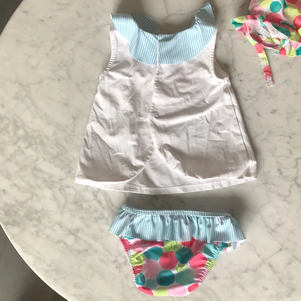 Mayoral baby swimsuit and matching hat sz 18 months